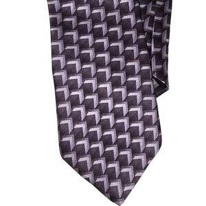 John Henry Tie Mens Silk Necktie Geometric Pattern Classic Purple Woven Formal